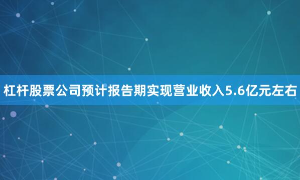 杠杆股票公司预计报告期实现营业收入5.6亿元左右