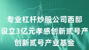 专业杠杆炒股公司西部证券等设立3亿元孝感创新贰号产业基金